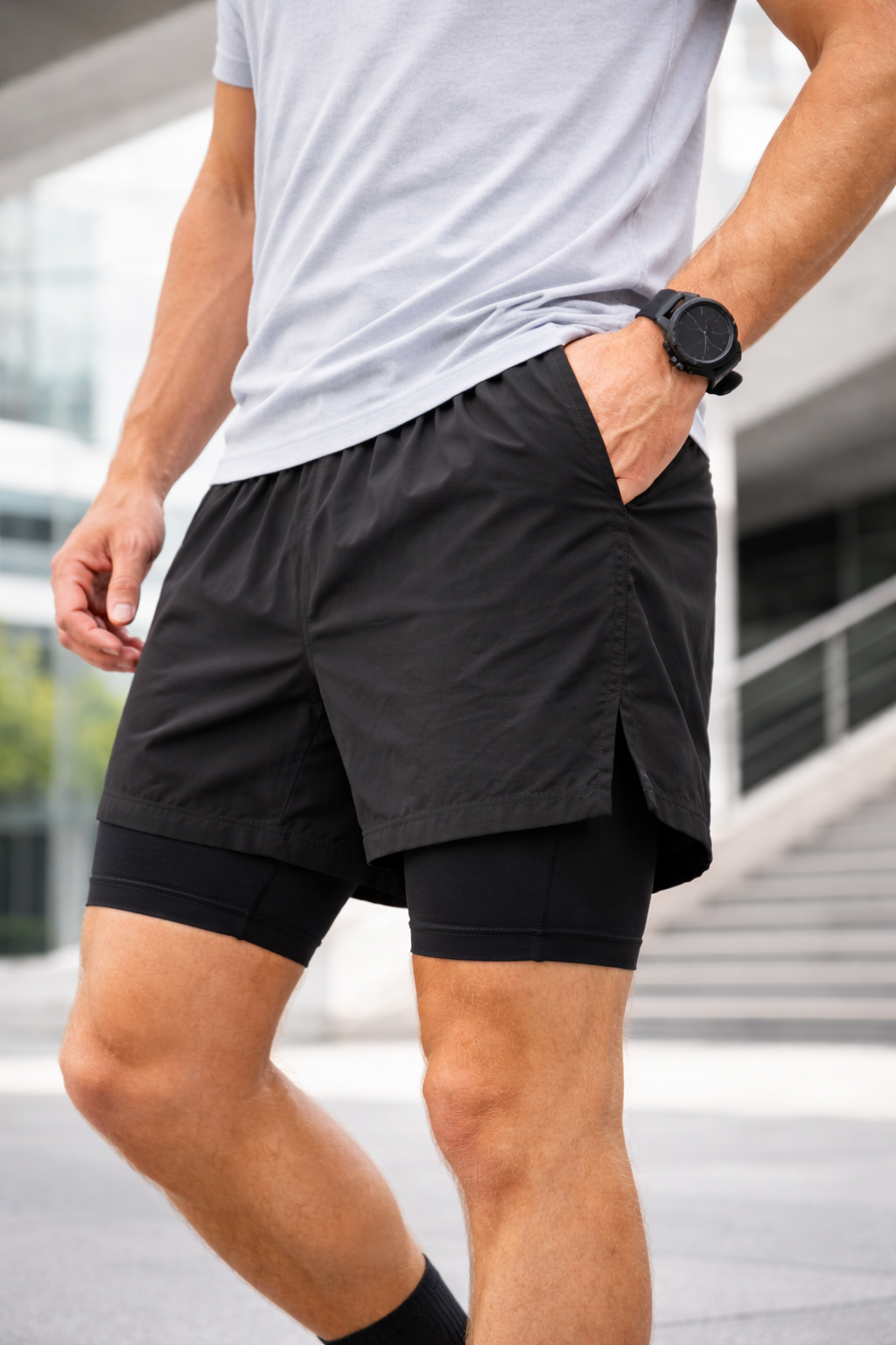 Pantalón Corto de Running 2 en 1 con Malla Térmica Interior