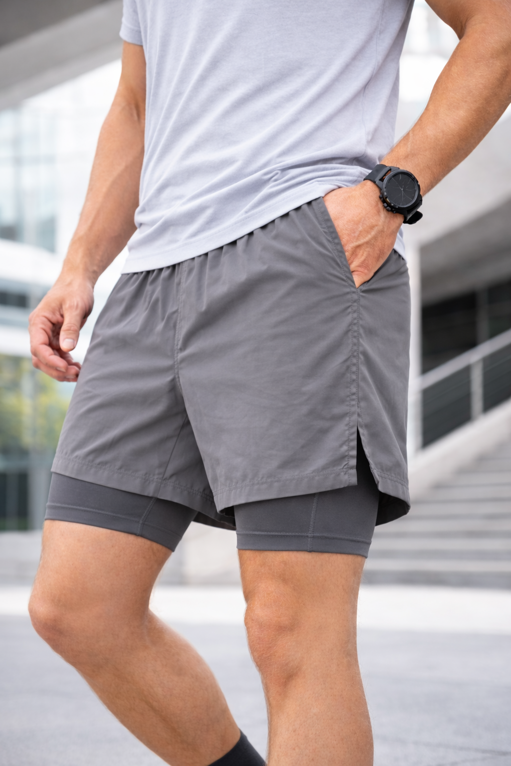 Pantalón Corto de Running 2 en 1 con Malla Térmica Interior